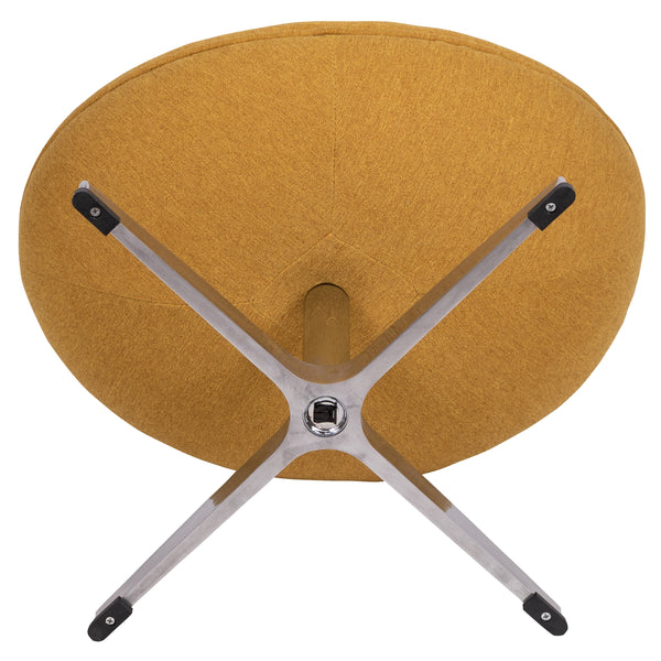 Citron Fabric |#| Citron Fabric Saddle Ottoman with 4 Point Alloy Base