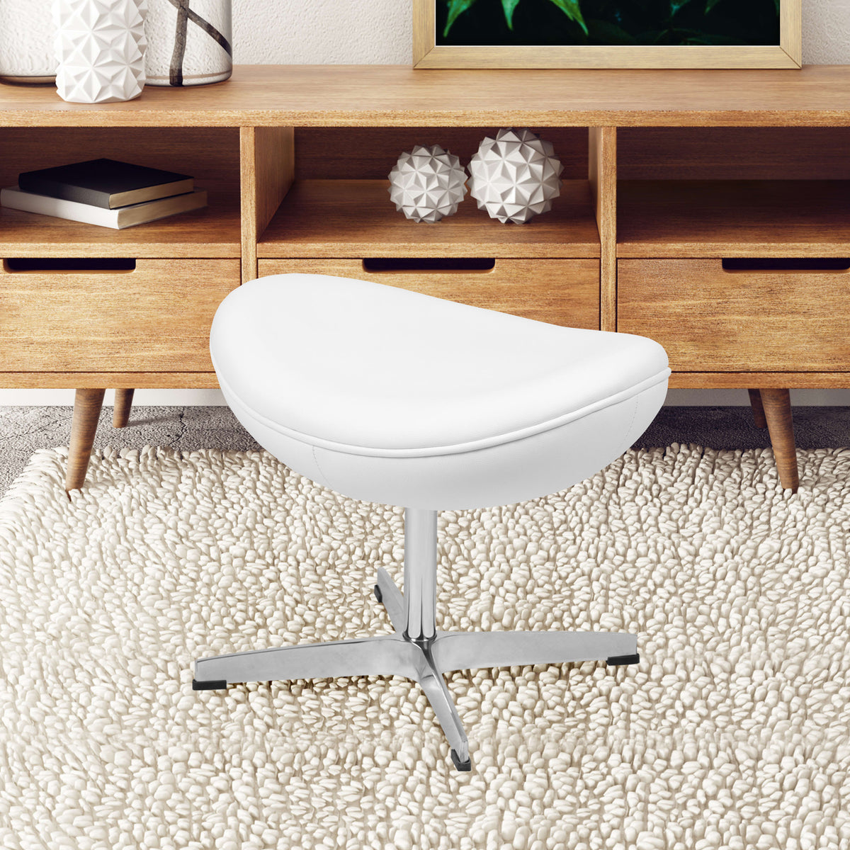 White LeatherSoft |#| White LeatherSoft Saddle Ottoman - Footrest