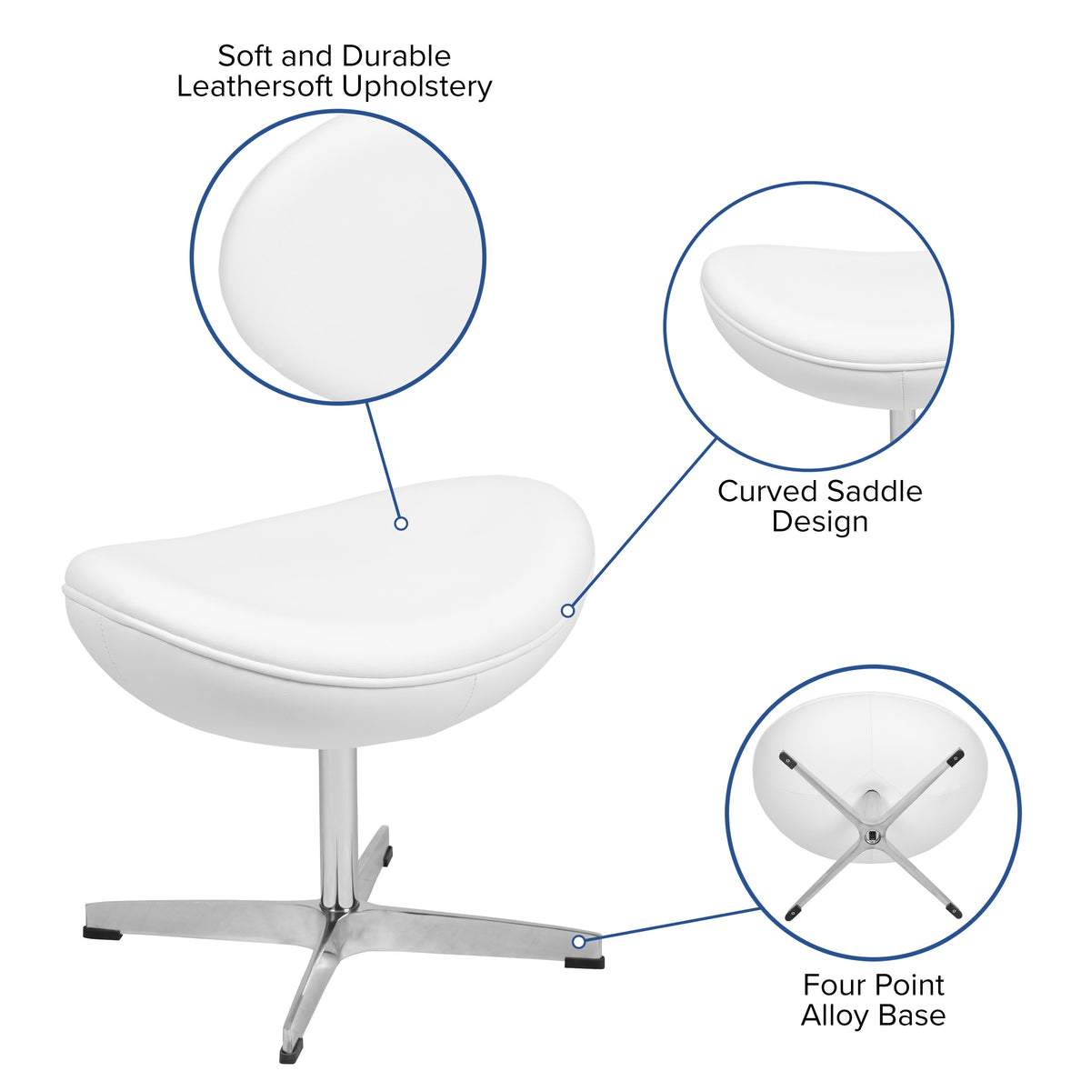 White LeatherSoft |#| White LeatherSoft Saddle Ottoman - Footrest