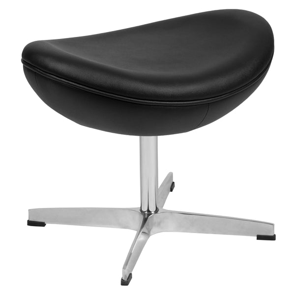 Black LeatherSoft |#| Black LeatherSoft Saddle Ottoman - Footrest