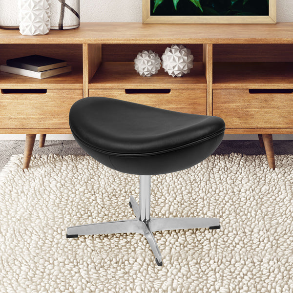 Black LeatherSoft |#| Black LeatherSoft Saddle Ottoman - Footrest