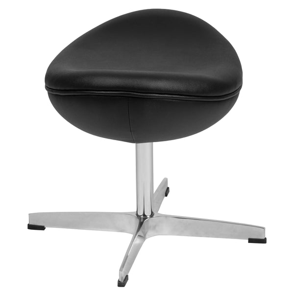 Black LeatherSoft |#| Black LeatherSoft Saddle Ottoman - Footrest