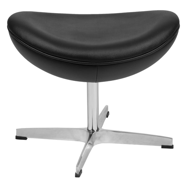 Black LeatherSoft |#| Black LeatherSoft Saddle Ottoman - Footrest