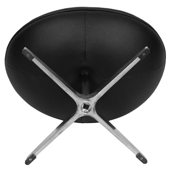 Black LeatherSoft |#| Black LeatherSoft Saddle Ottoman - Footrest