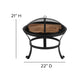 Black |#| Set of 2 Poly Resin Adirondack Rocking Chairs in Black & 22inch Round Fire Pit