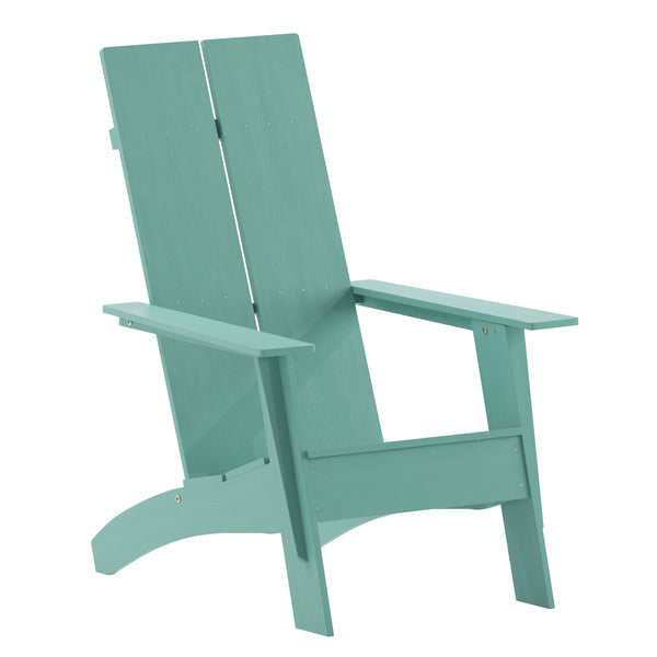 Sea Foam |#| Sea Foam Modern Dual Slat Back Indoor/Outdoor Adirondack Style Patio Chair