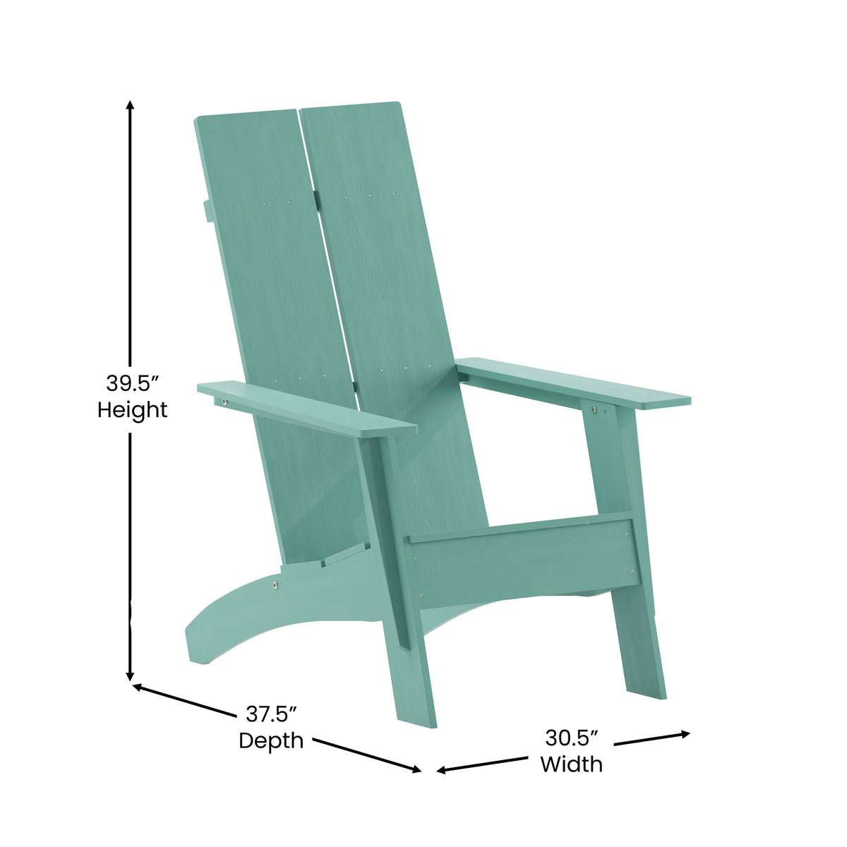 Sea Foam |#| Sea Foam Modern Dual Slat Back Indoor/Outdoor Adirondack Style Patio Chair