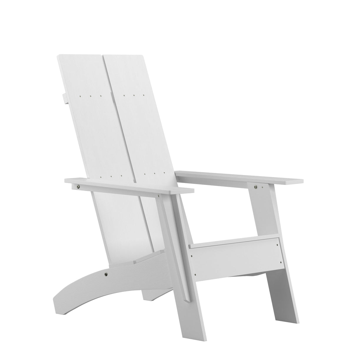 White |#| White Modern Dual Slat Back Indoor/Outdoor Adirondack Style Patio Chair