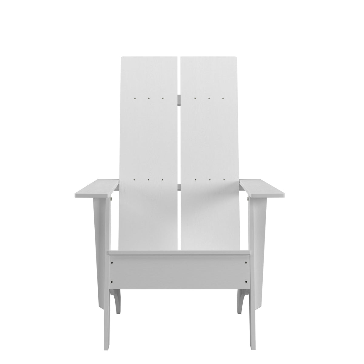 White |#| White Modern Dual Slat Back Indoor/Outdoor Adirondack Style Patio Chair