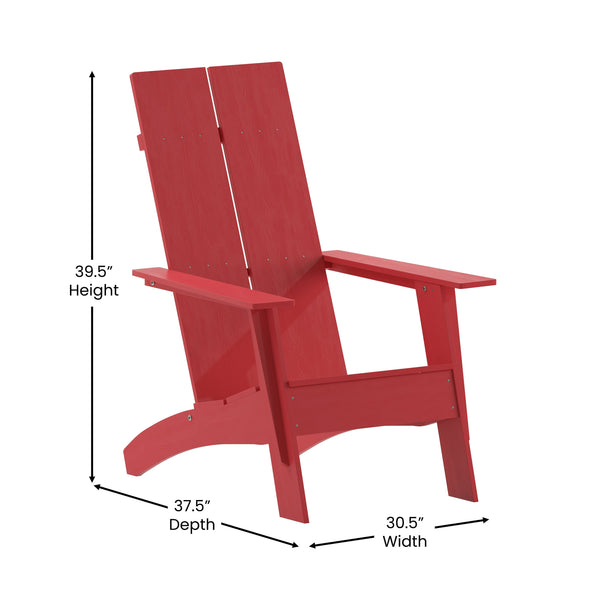 Red |#| Red Modern Dual Slat Back Indoor/Outdoor Adirondack Style Patio Chair