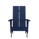 Navy |#| Navy Blue Modern Dual Slat Back Indoor/Outdoor Adirondack Style Patio Chair