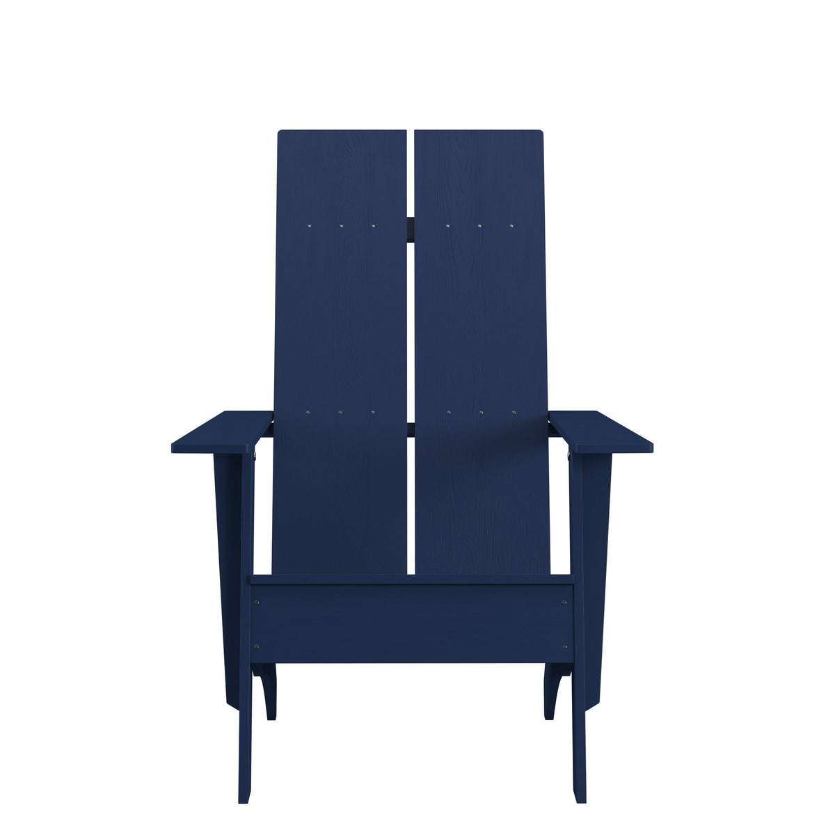 Navy |#| Navy Blue Modern Dual Slat Back Indoor/Outdoor Adirondack Style Patio Chair