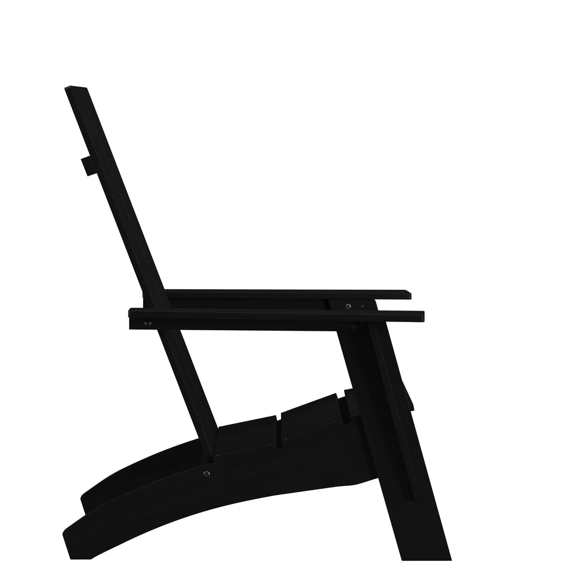 Black |#| Black Modern Dual Slat Back Indoor/Outdoor Adirondack Style Patio Chair