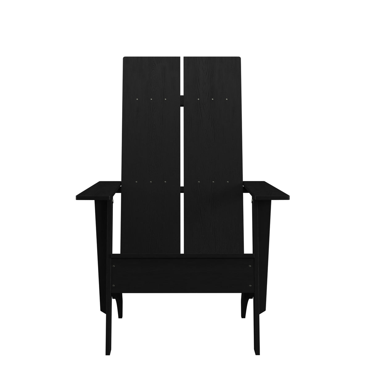 Black |#| Black Modern Dual Slat Back Indoor/Outdoor Adirondack Style Patio Chair