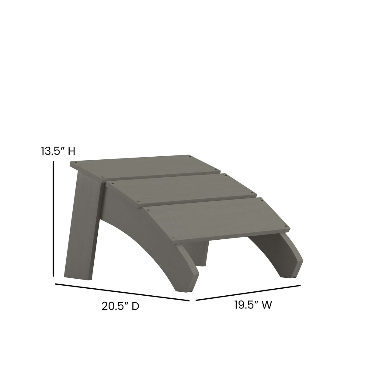 Gray |#| Gray Indoor/Outdoor Poly Resin Adirondack Style Ottoman