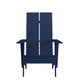 Navy |#| Set of 2 Navy Dual Slat Poly Resin Adirondack Chairs-22" Round Fire Pit