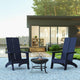 Navy |#| Set of 2 Navy Dual Slat Poly Resin Adirondack Chairs-22" Round Fire Pit