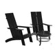 Black |#| Set of 2 Black Dual Slat Poly Resin Adirondack Chairs-22" Round Fire Pit