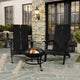 Black |#| Set of 2 Black Dual Slat Poly Resin Adirondack Chairs-22" Round Fire Pit