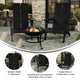 Black |#| Set of 2 Black Dual Slat Poly Resin Adirondack Chairs-22" Round Fire Pit