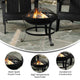 Black |#| Set of 2 Black Dual Slat Poly Resin Adirondack Chairs-22" Round Fire Pit