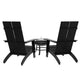 Black |#| Set of 2 Black Dual Slat Poly Resin Adirondack Chairs-22" Round Fire Pit