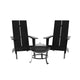 Black |#| Set of 2 Black Dual Slat Poly Resin Adirondack Chairs-22" Round Fire Pit