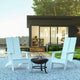 White |#| Set of 2 White Dual Slat Poly Resin Adirondack Chairs-22" Round Fire Pit