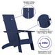 Navy |#| Set of 2 Navy Dual Slat Poly Resin Adirondack Chairs-22" Round Fire Pit