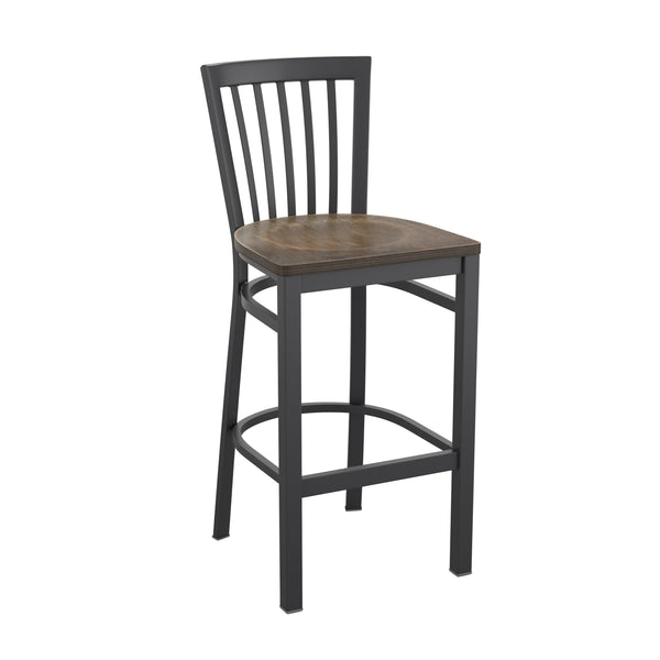 Antique Copper Wood Seat/Black Metal Frame |#| Black School House Back Metal Restaurant Barstool - Antique Copper Wood Seat