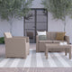 Light Gray |#| 4 Piece Outdoor Faux Rattan Chair, Loveseat and Table Set in Light Gray