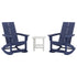 Set of 2 Finn Modern Commercial Grade All-Weather 2-Slat Poly Resin Rocking Adirondack Chairs with Side Table