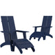 Navy |#| Set of 2 Indoor/Outdoor 2-Slat Adirondack Style Chairs & Footrests in Navy