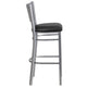 Black Vinyl Seat/Silver Frame |#| Silver Slat Back Metal Restaurant Barstool - Black Vinyl Seat