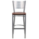 Cherry Wood Seat/Silver Frame |#| Silver Slat Back Metal Restaurant Barstool - Cherry Wood Seat