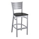Black Wood Seat/Silver Frame |#| Silver Slat Back Metal Restaurant Barstool - Black Wood Seat