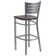 Mahogany Wood Seat/Silver Frame |#| Silver Slat Back Metal Restaurant Barstool - Mahogany Wood Seat