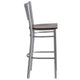 Walnut Wood Seat/Silver Frame |#| Silver Slat Back Metal Restaurant Barstool - Walnut Wood Seat