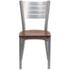 Cherry Wood Seat/Silver Frame |#| Silver Slat Back Metal Restaurant Chair - Cherry Wood Seat