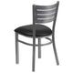 Black Vinyl Seat/Silver Frame |#| Silver Slat Back Metal Restaurant Chair - Black Vinyl Seat