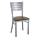 Antique Copper Wood Seat/Silver Frame |#| Silver Slat Back Metal Restaurant Chair - Antique Copper Wood Seat