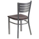 Mahogany Wood Seat/Silver Frame |#| Silver Slat Back Metal Restaurant Chair - Mahogany Wood Seat