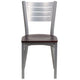 Mahogany Wood Seat/Silver Frame |#| Silver Slat Back Metal Restaurant Chair - Mahogany Wood Seat