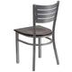 Walnut Wood Seat/Silver Frame |#| Silver Slat Back Metal Restaurant Chair - Walnut Wood Seat