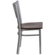 Walnut Wood Seat/Silver Frame |#| Silver Slat Back Metal Restaurant Chair - Walnut Wood Seat