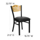 Natural Wood Back/Black Vinyl Seat/Black Metal Frame |#| Black Slat Back Metal Restaurant Chair - Natural Wood Back, Black Vinyl Seat