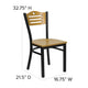 Natural Wood Back/Natural Wood Seat/Black Metal Frame |#| Black Slat Back Metal Restaurant Chair - Natural Wood Back & Seat