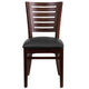 Black Vinyl Seat/Walnut Wood Frame |#| Slat Back Walnut Wood Restaurant Chair - Black Vinyl Seat