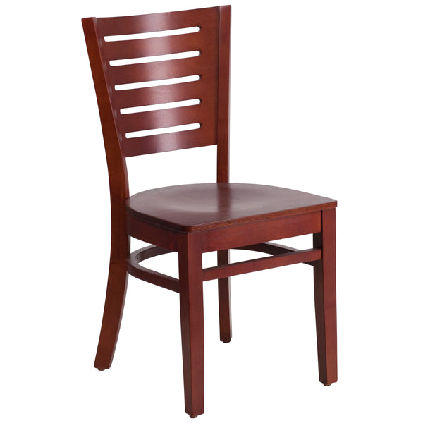 Mahogany Wood Seat/Mahogany Wood Frame |#| Slat Back Mahogany Wood Restaurant Chair - Hospitality Seating