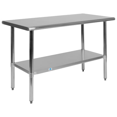 Stainless Steel 18 Gauge Prep and Work Table with Undershelf - NSF Certified